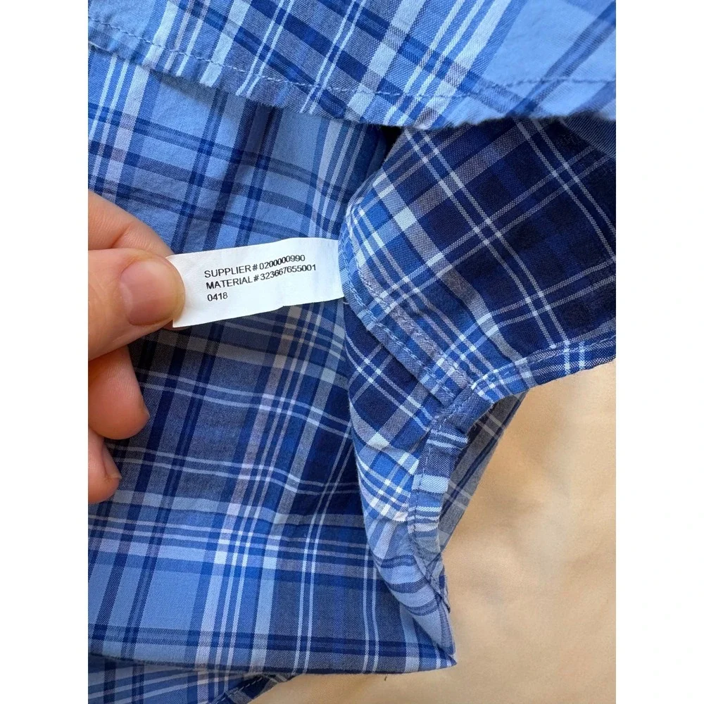 Ralph Lauren Boys XL 18-20 Blue Plaid Cotton Button Down Shirt Long Sleeve